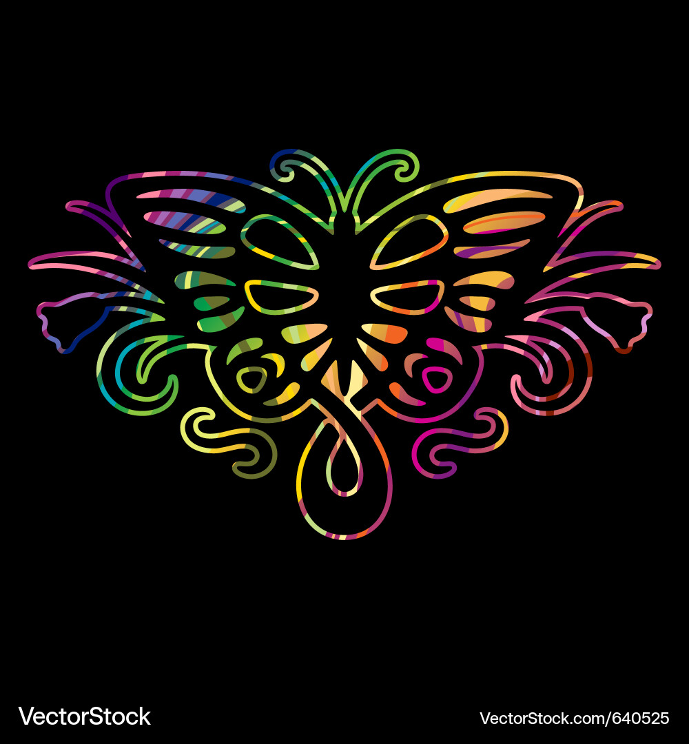 Bunte Regenbogen Schmetterling Vektorbild