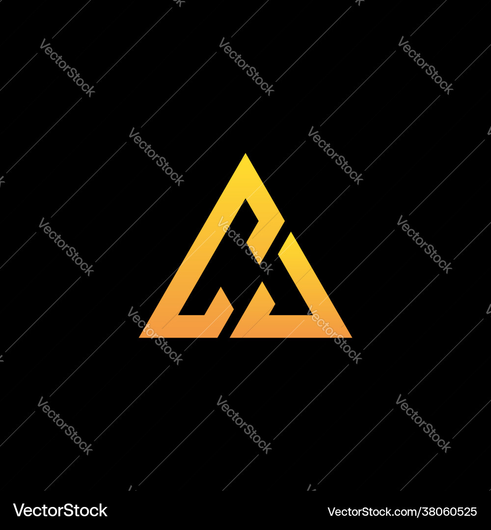 C j monogram initial logo with a yellow triangle C j monogram initial logo with a yellow triangle vector image
