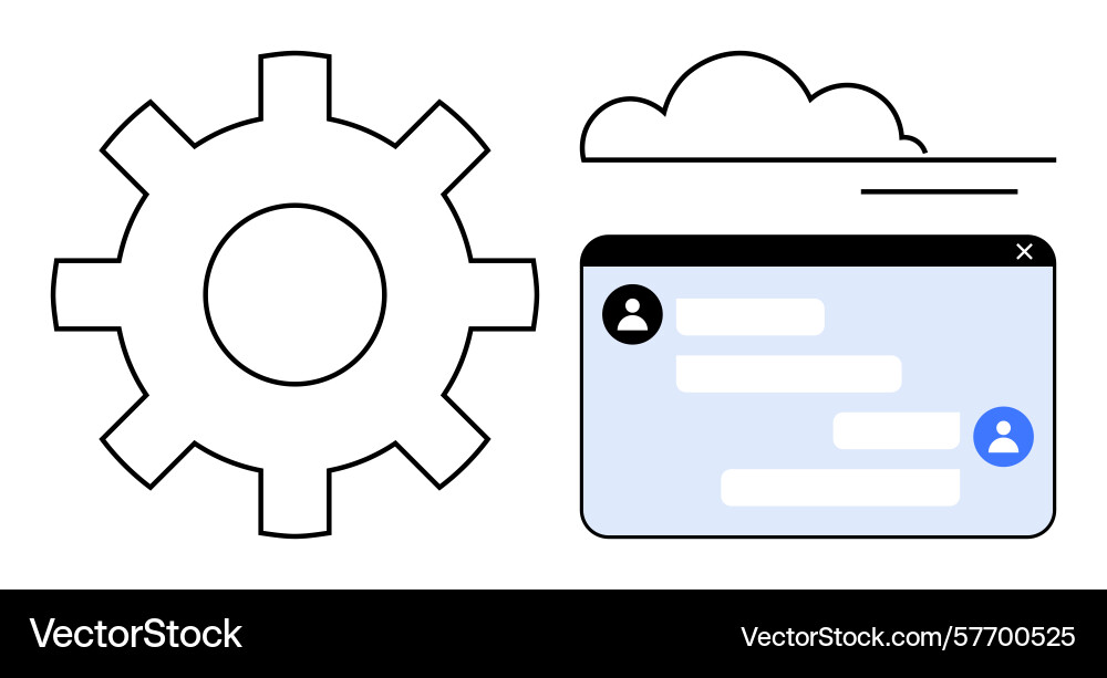 Cloud-based collaboration setup with chat Cloud-based collaboration setup with chat Vector Image