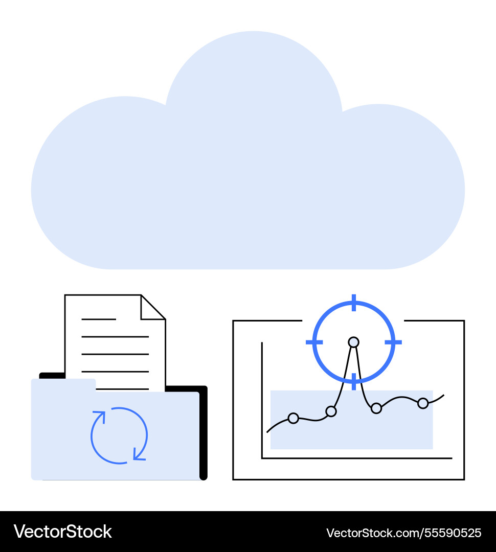 Cloud storage with file sync document analysis Cloud storage with file sync document analysis vector image