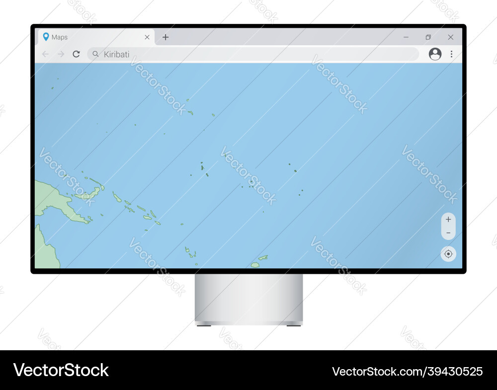 Computer monitor with map of kiribati in browser Computer monitor with map of kiribati in browser vector image