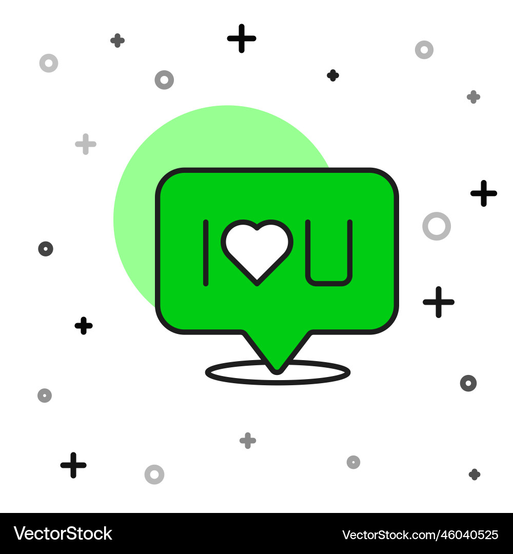 Filled outline speech bubble with text i love you Vector Image
