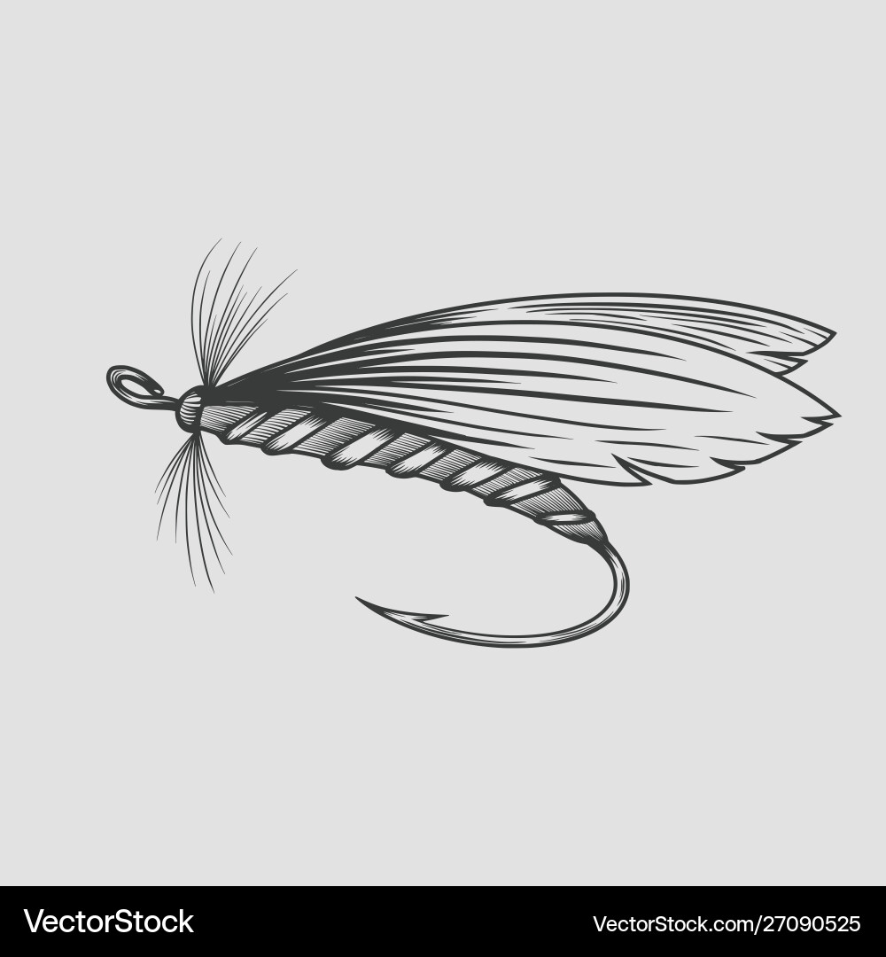 Fly fishing vintage engraved Royalty Free Vector Image