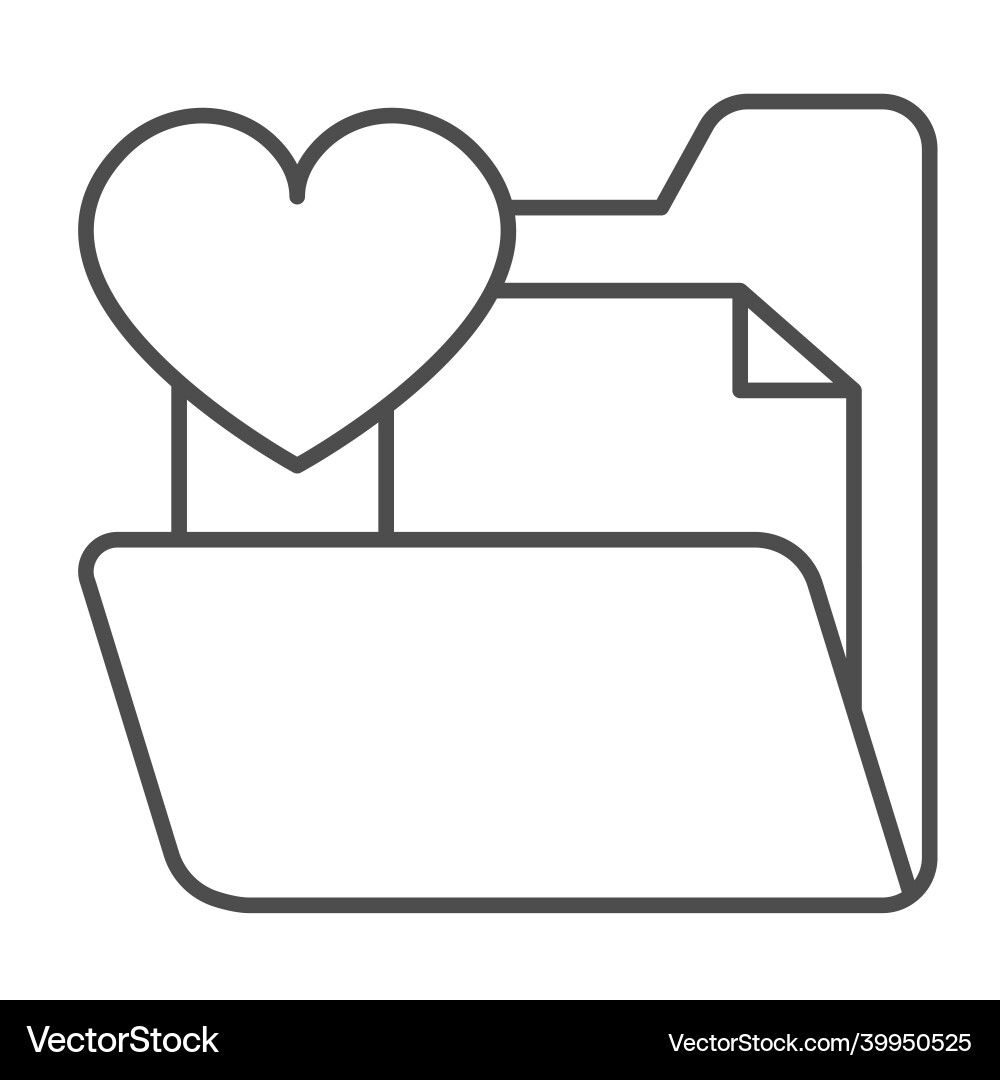 Folder with file document and heart thin line icon Folder with file document and heart thin line icon vector image