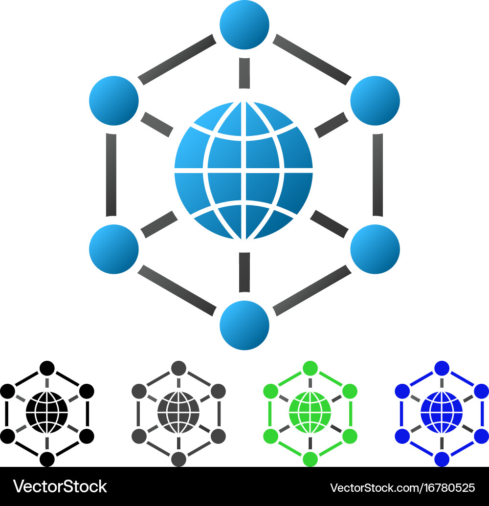 Global web nodes flat gradient icon vector image