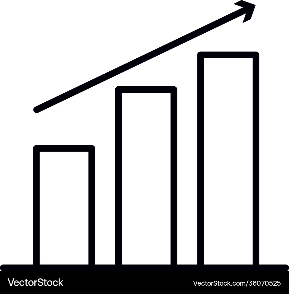 Graphic bar chart with ascending arrow line style vector image