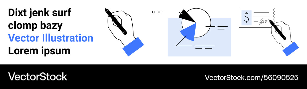Hands drawing graphs analyzing data and writing Hands drawing graphs analyzing data and writing vector image