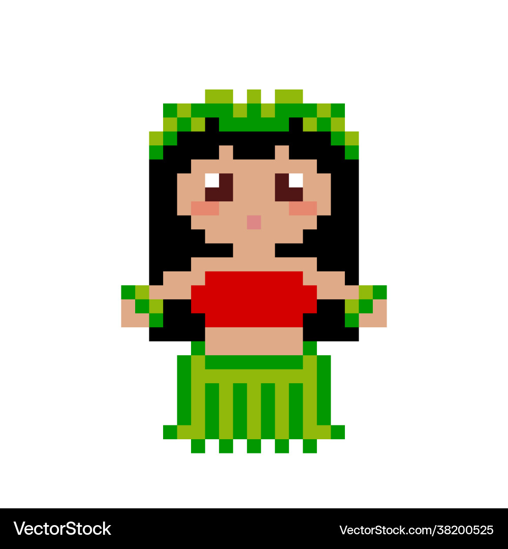 Hula dancer pixel for 8 bit game assets vector image