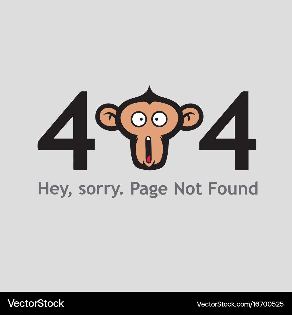 Monkey 404 Error Page vector image