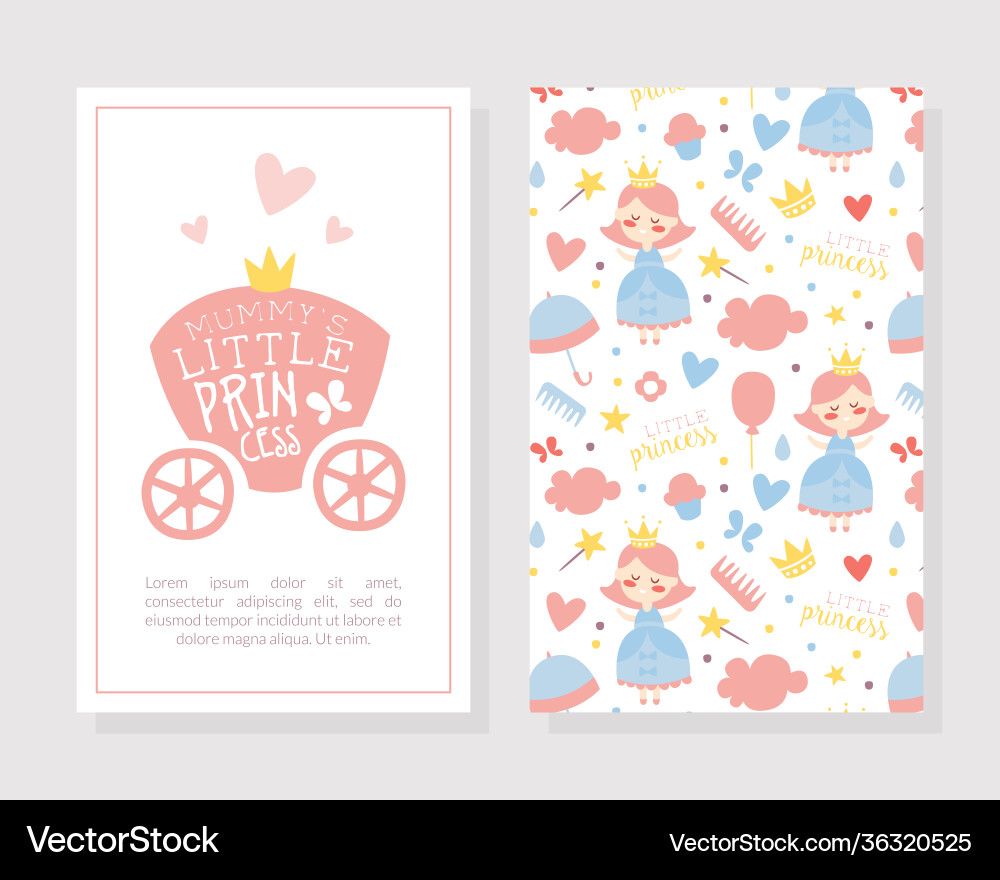 Mummy kleine Prinzessin Karten Vorlage Baby Mädchen Mummy kleine Prinzessin Karten Vorlage Baby Mädchen vektorbild