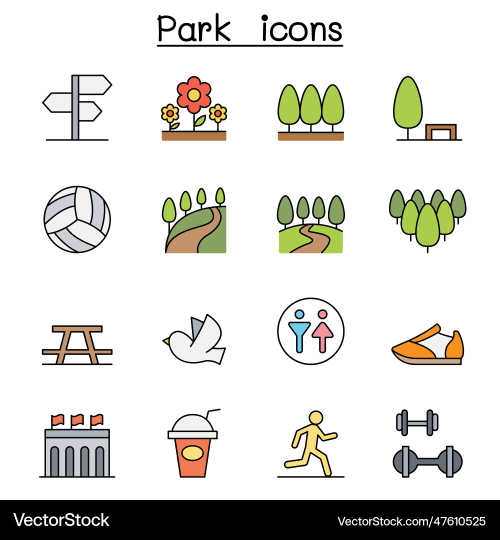 Park public national garden color line vector image