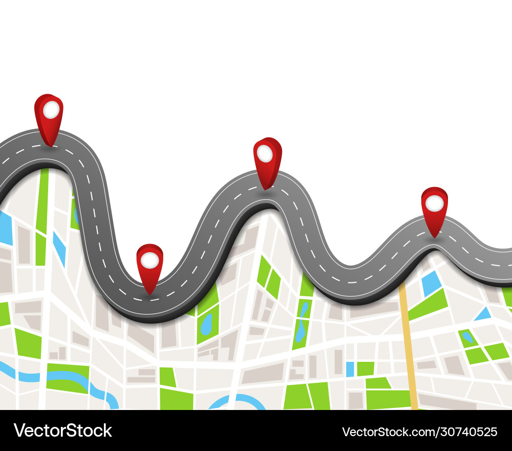 Road and pin pointer infographic design on map Road and pin pointer infographic design on map vector image