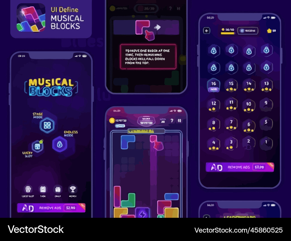 RPG Level Button UI Pack Vector Image
