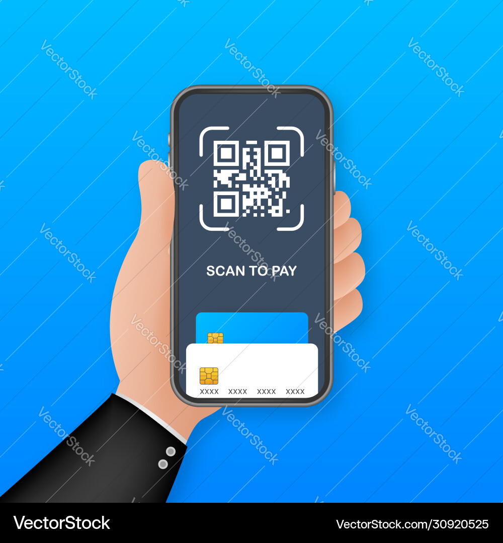 Scan to pay smartphone qr code on paper vector image