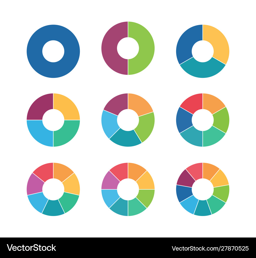 Segmented circles collection circular diagrams Segmented circles collection circular diagrams vector image