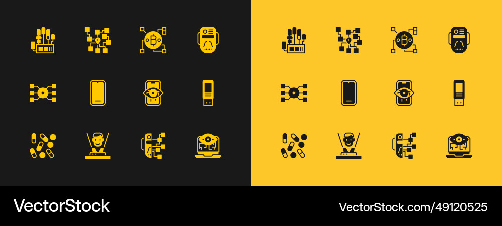 Set artificial intelligence robot hologram Set artificial intelligence robot hologram vector image