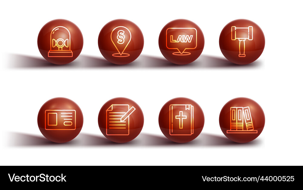 Set line flasher siren identification badge judge Set line flasher siren identification badge judge Vector Image