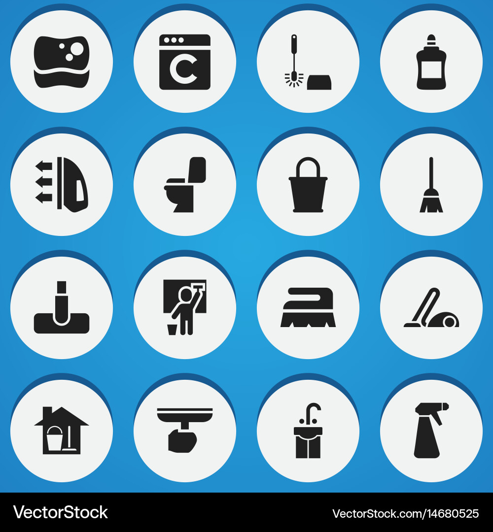 Set of 16 editable cleanup icons includes symbols vector image