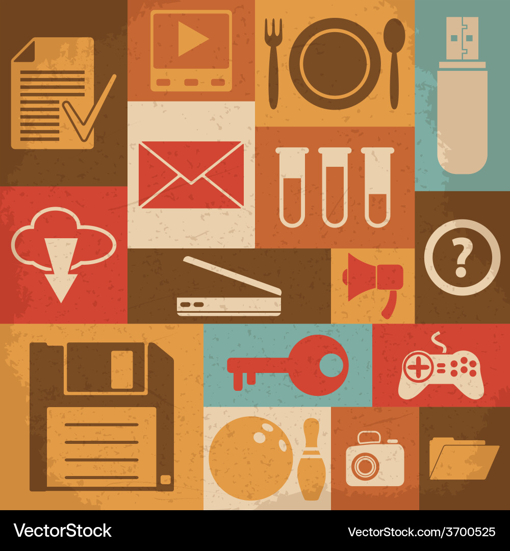 Universal retro icons for web and mobile Vector Image