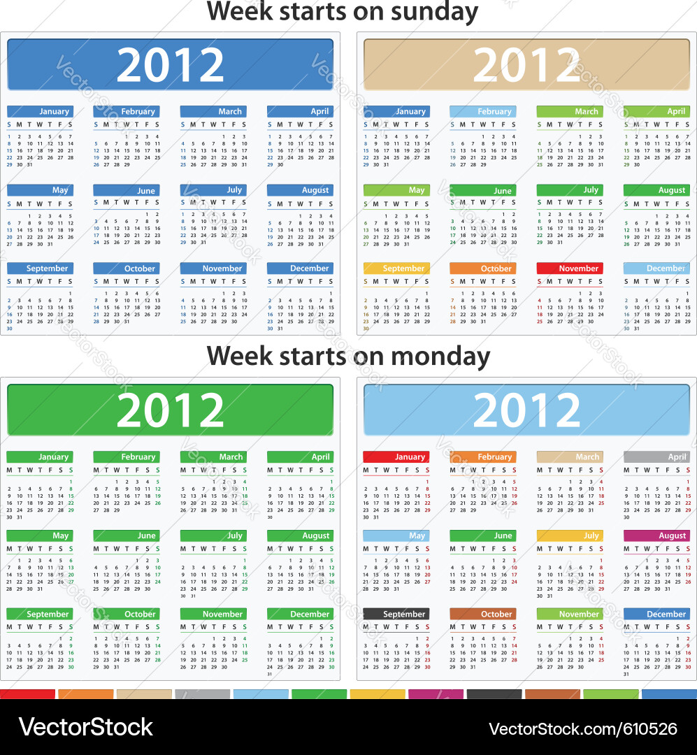 2012 Calendar Collection Vector Image