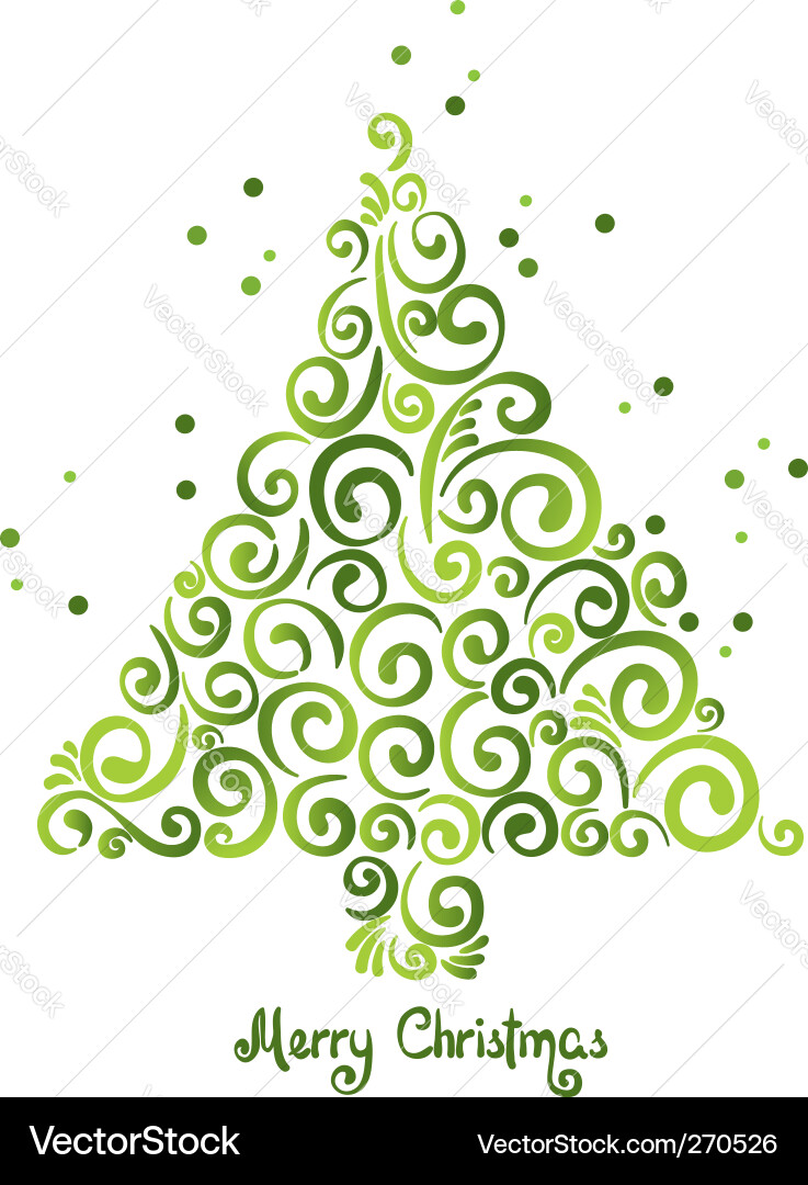 Abstract Christmas Tree with Curls Vector Image