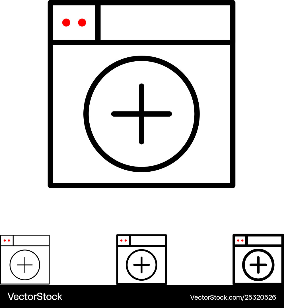 Add window new graphics app bold and thin black Add window new graphics app bold and thin black vector image