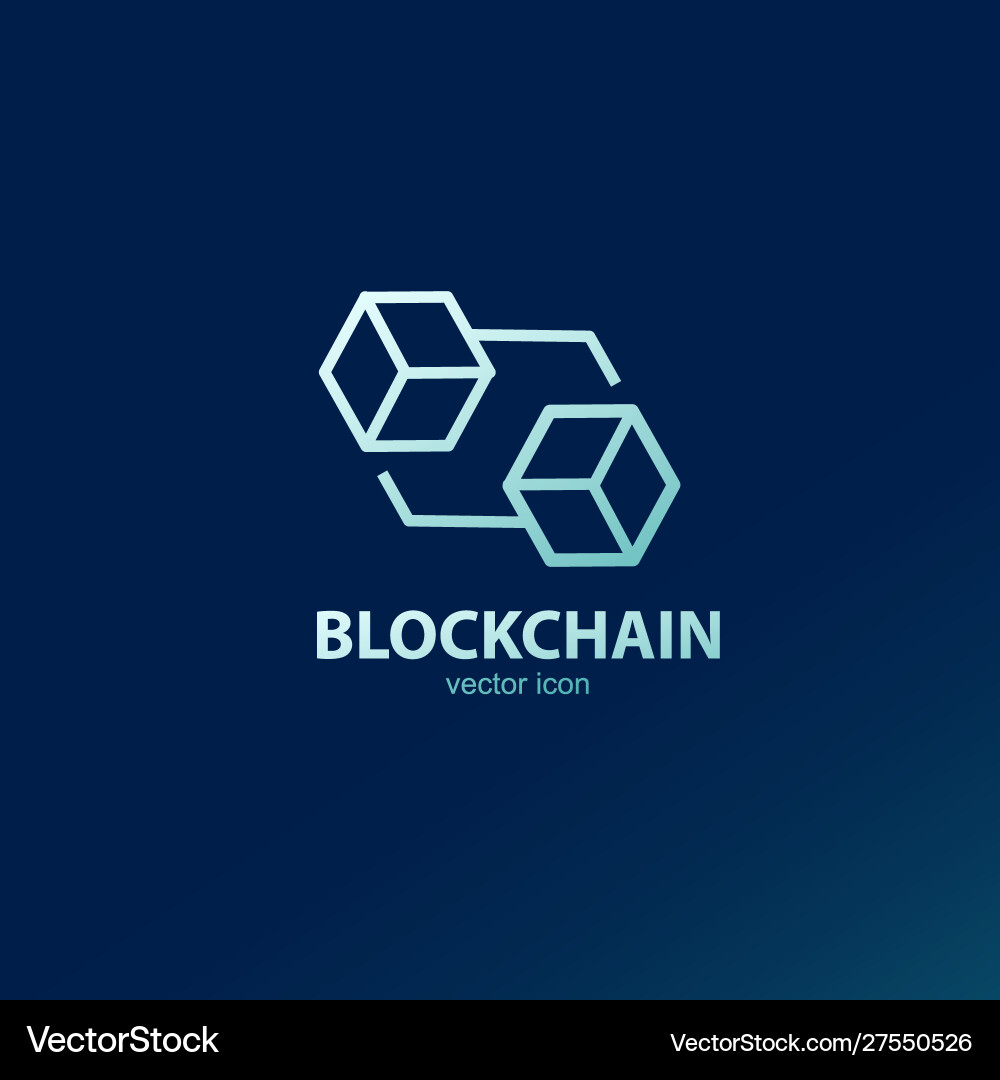Blockchain line art icon and connecting element Blockchain line art icon and connecting element vector image