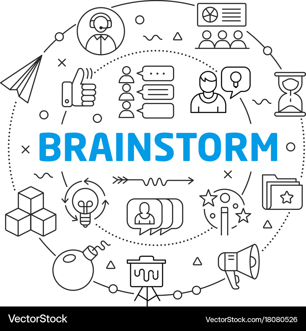 Brainstorming Concepts - Linear Icons vector image