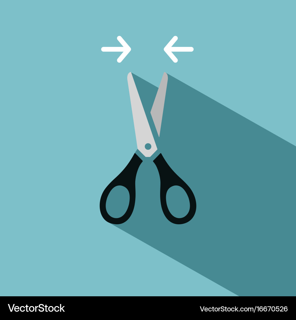 Closed scissors icon with shadow on blue Vector Image