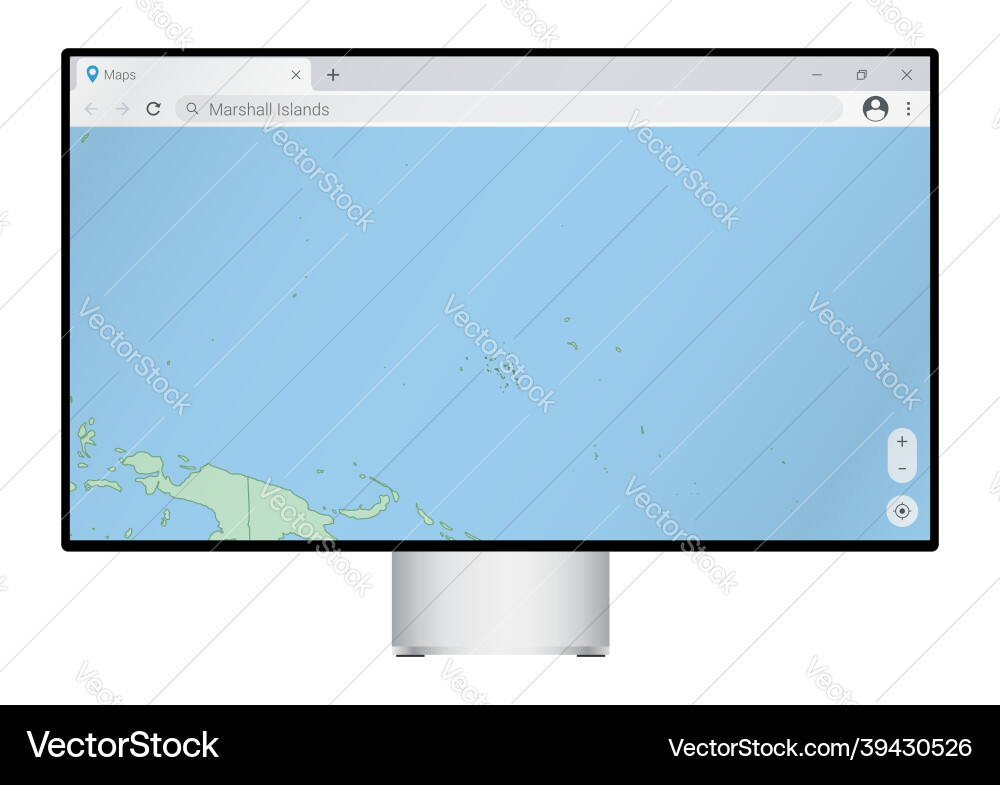Computer monitor with map of marshall islands vector image