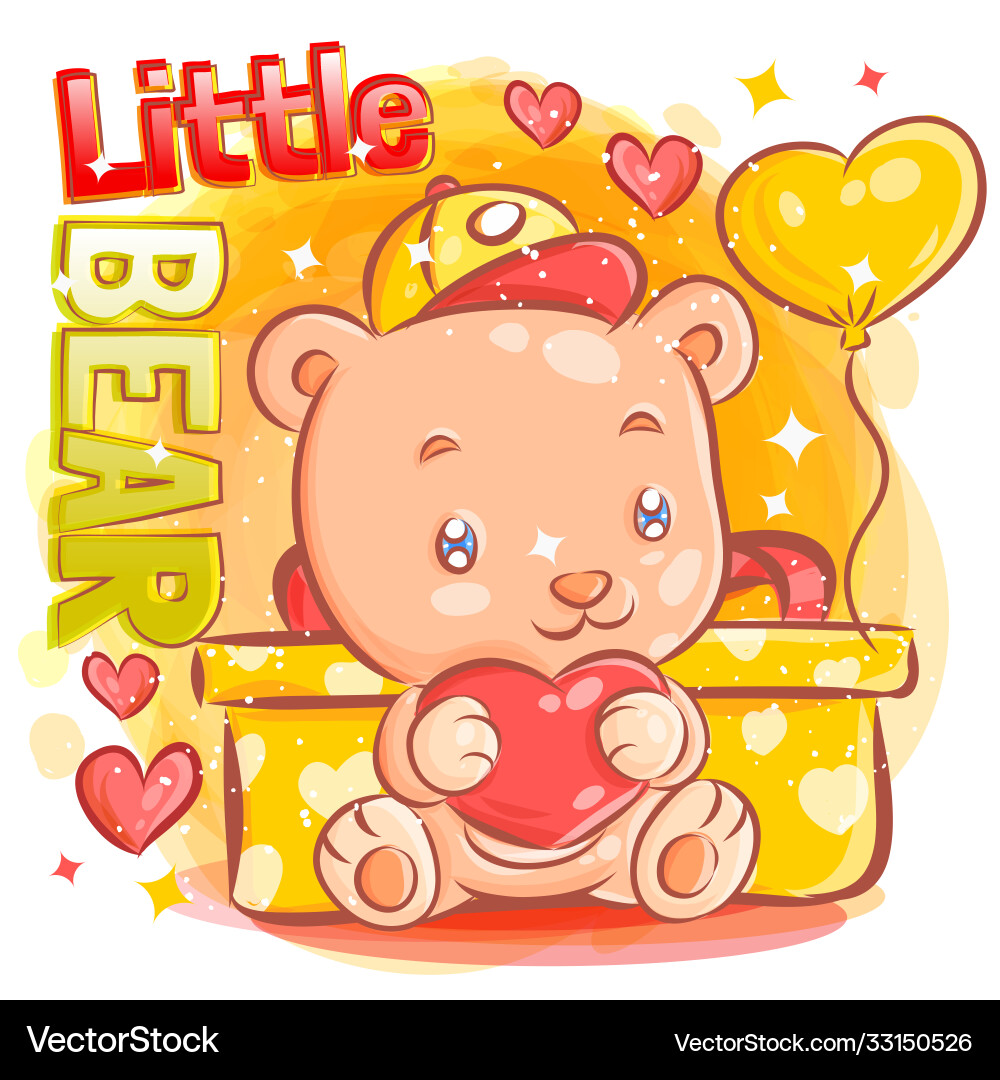 Cute boy bear feeling in love with valentines day Cute boy bear feeling in love with valentines day vector image