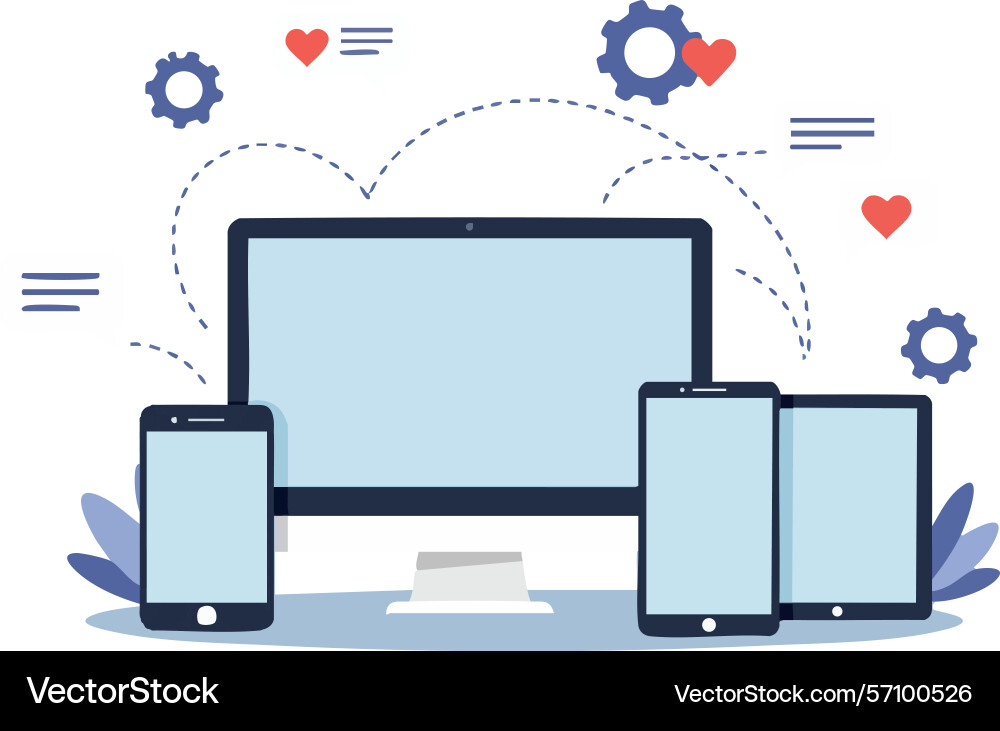 Digital devices including computer tablet Vector Image