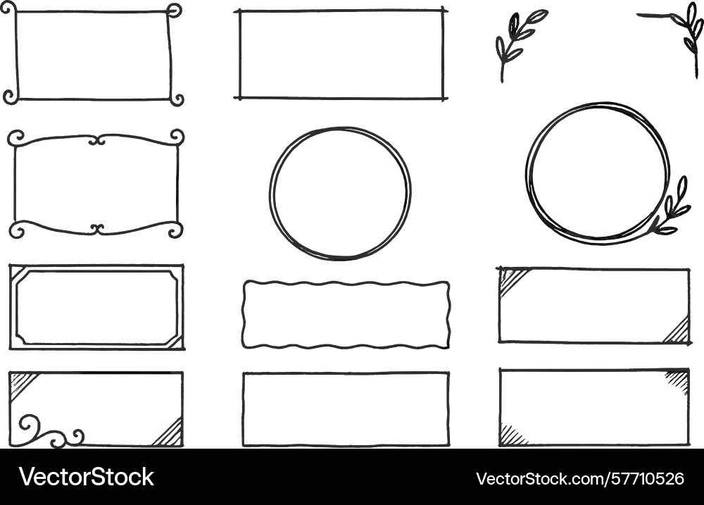 Doodle style frames and borders collection Doodle style frames and borders collection Vector Image