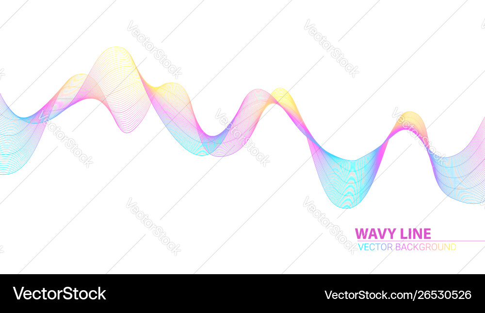 Dynamic flowing waves horizontal abstract wavy Vector Image