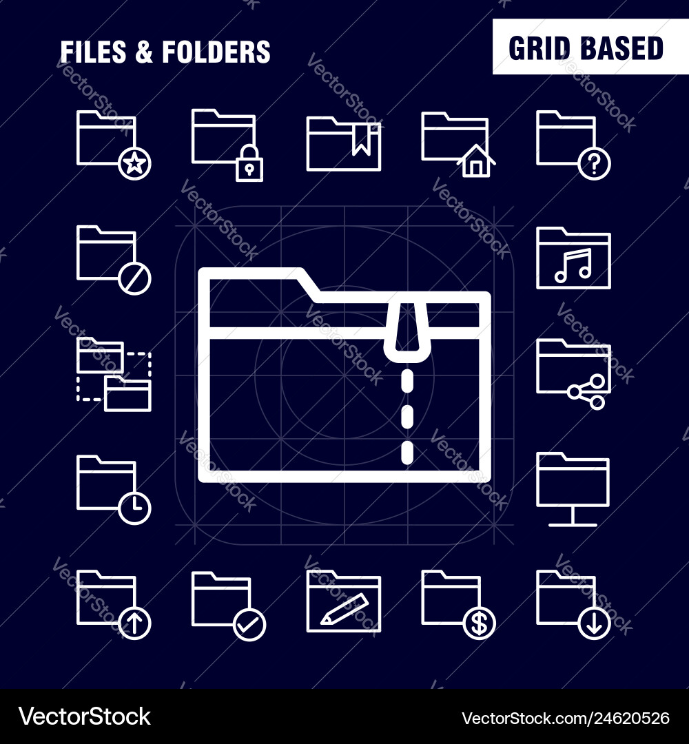 Files and folders line icon pack for designers Files and folders line icon pack for designers vector image