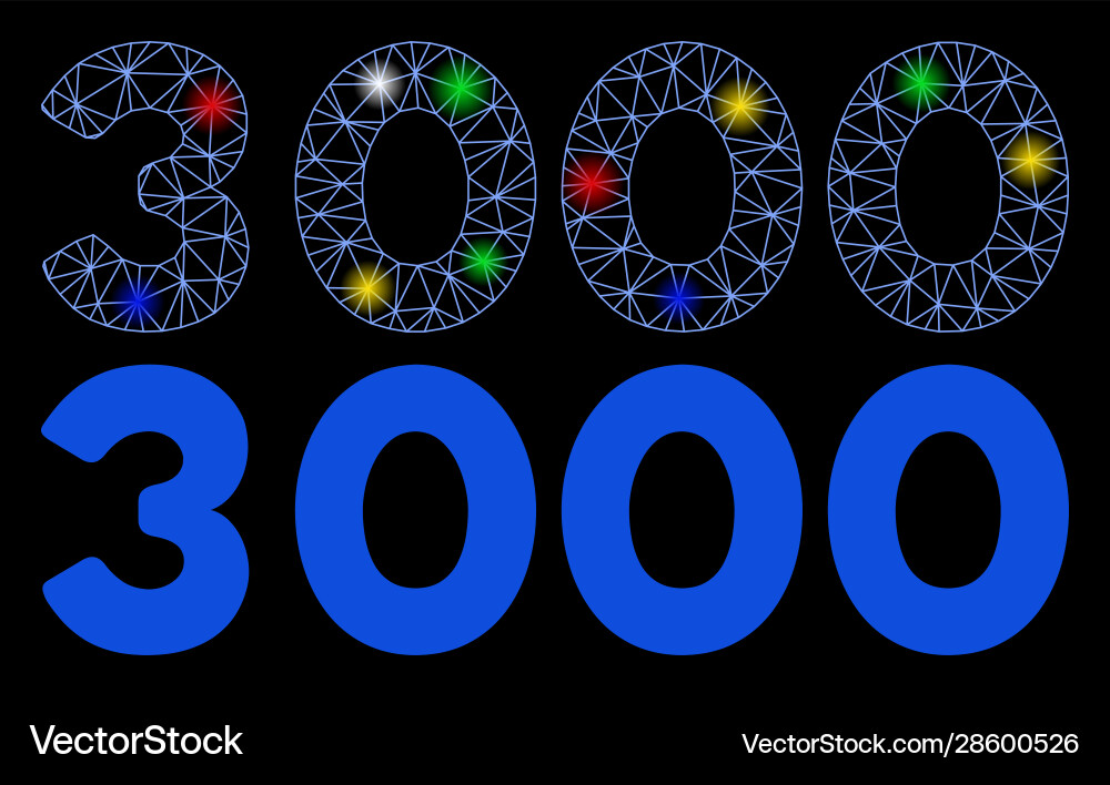 Flare mesh network 3000 digits text icon Flare mesh network 3000 digits text icon vector image