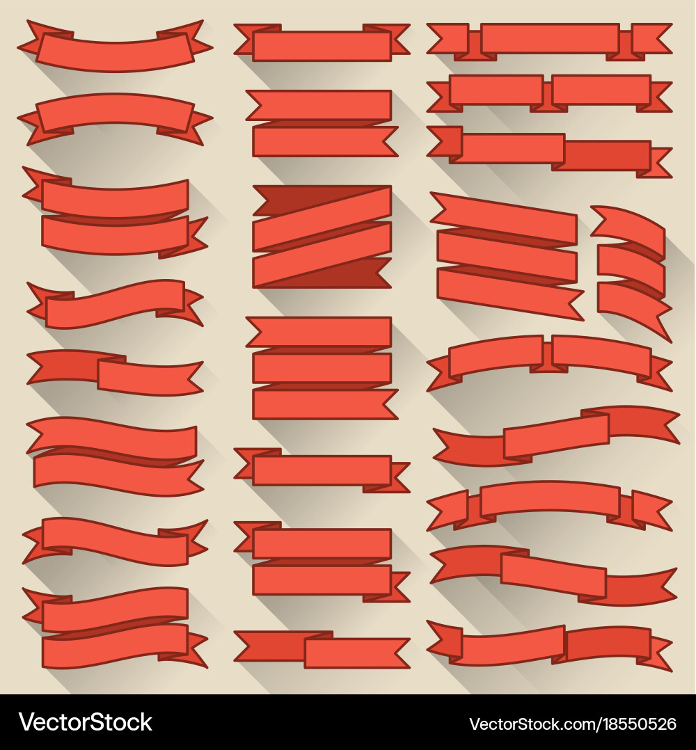 Flat Ribbon & Banner Set Vector Image
