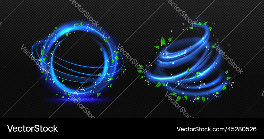 Freshness effect blue air flow with green leaves Freshness effect blue air flow with green leaves vector image