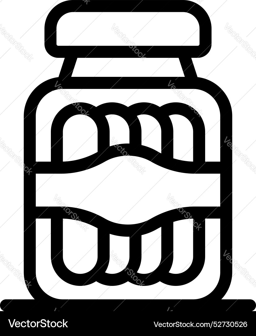 Glass jar with pickles preserving food outline Glass jar with pickles preserving food outline vector image