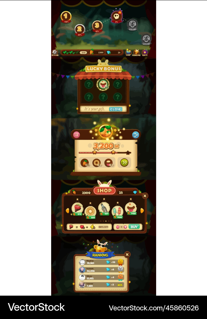 Komplettes Set von Level-Taste Spiel ui Pop-up-Symbol vektorbild