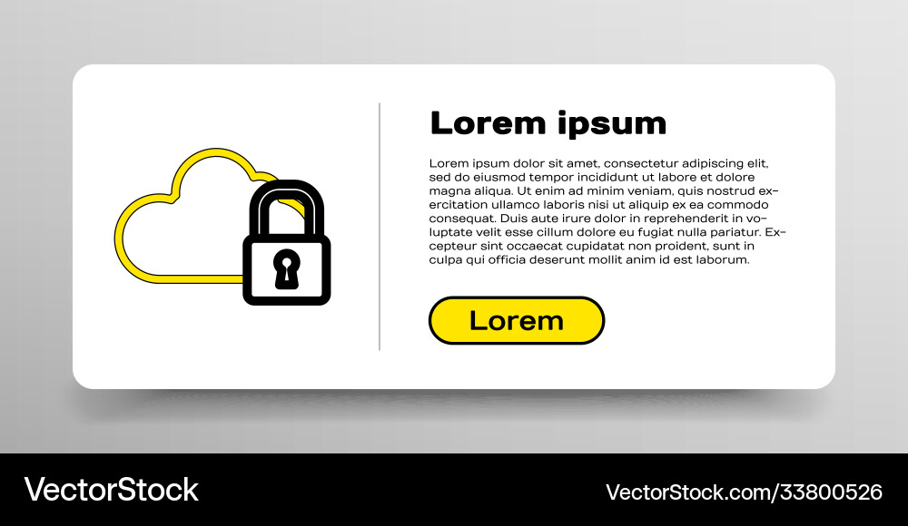 Line cloud computing lock icon isolated on white Line cloud computing lock icon isolated on white vector image