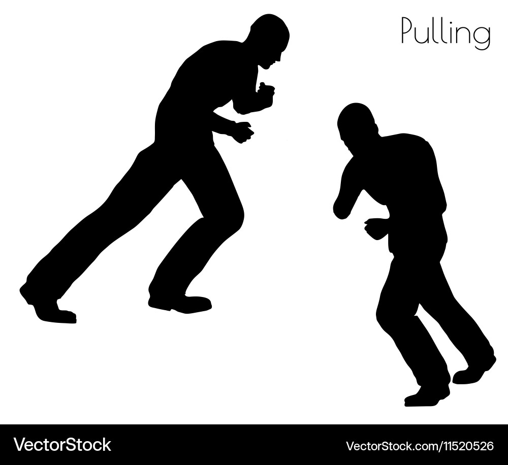Man in pulling action pose vector image