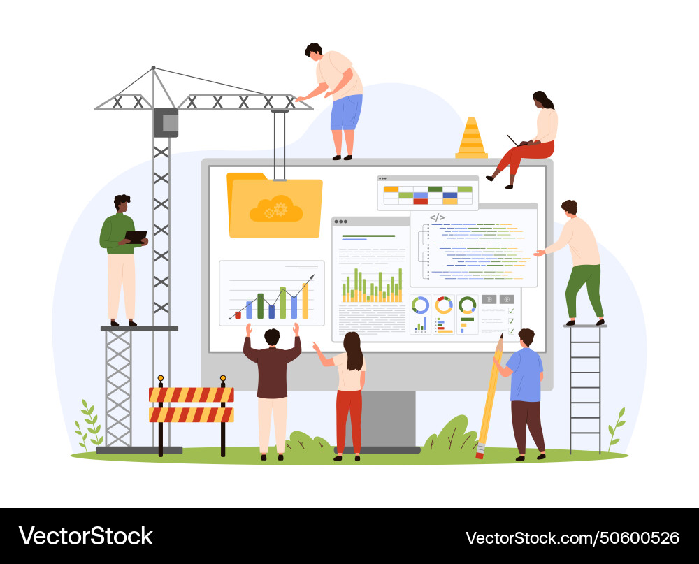 New website construction creation process tiny New website construction creation process tiny vector image