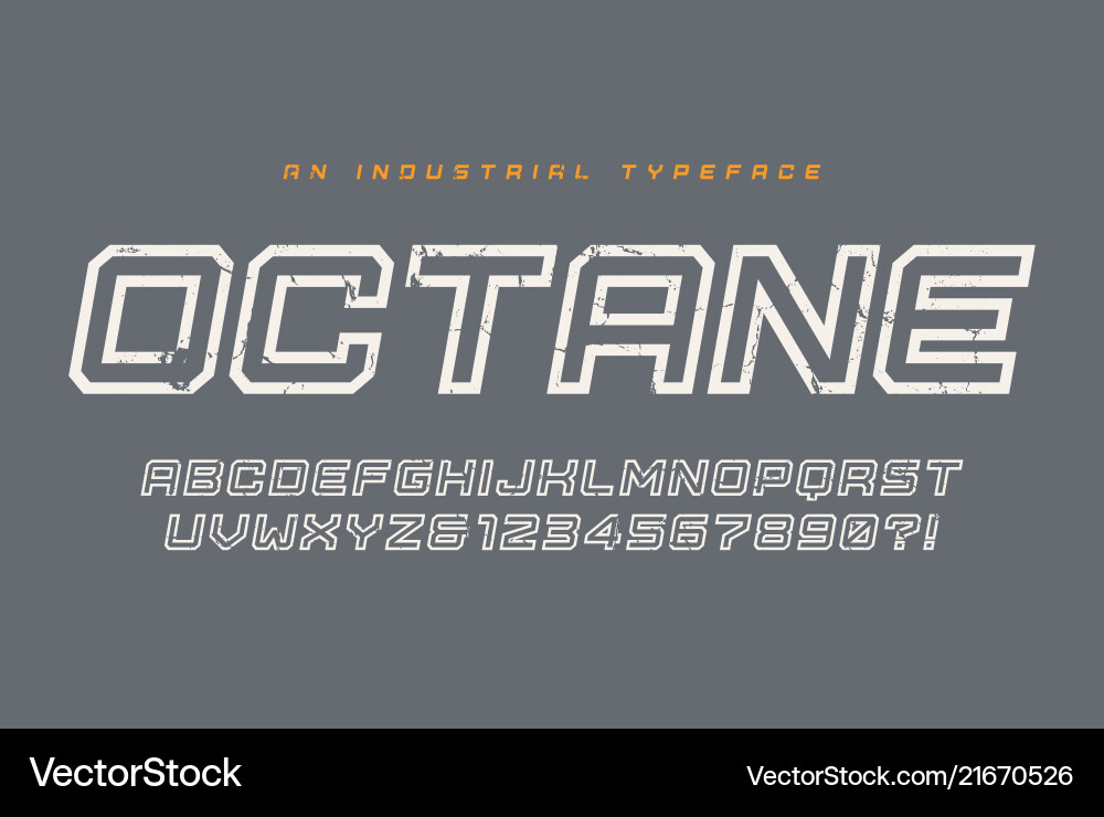 Octane display typeface font alphabet Octane display typeface font alphabet vector image