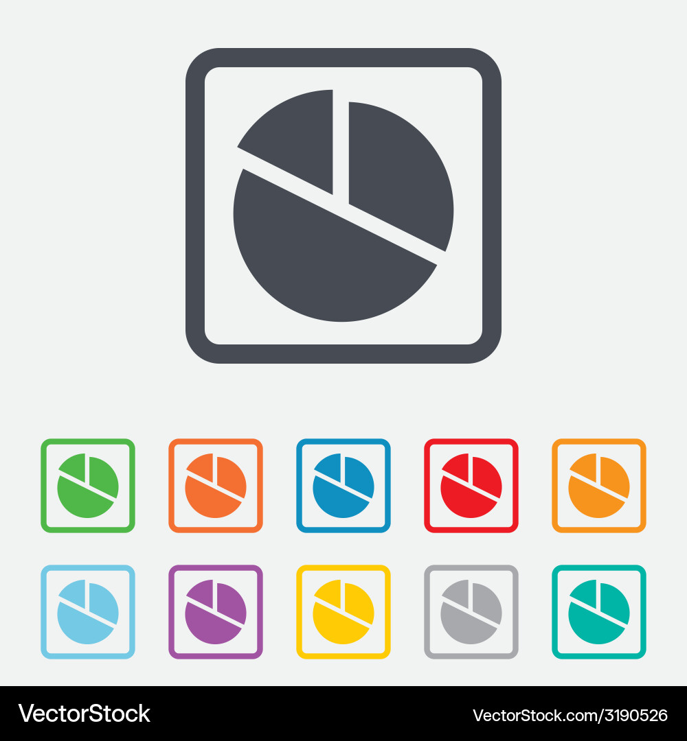 Pie chart graph sign icon diagram button Vector Image