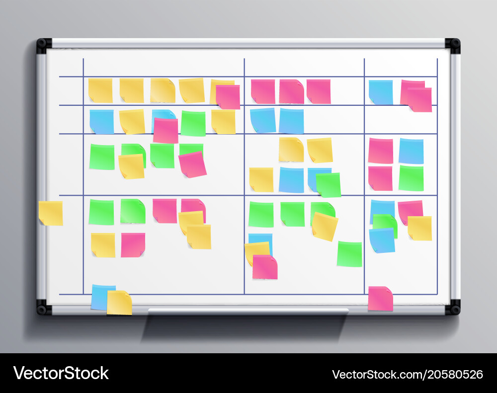 Scrum Task Board with Sticky Notes vector image