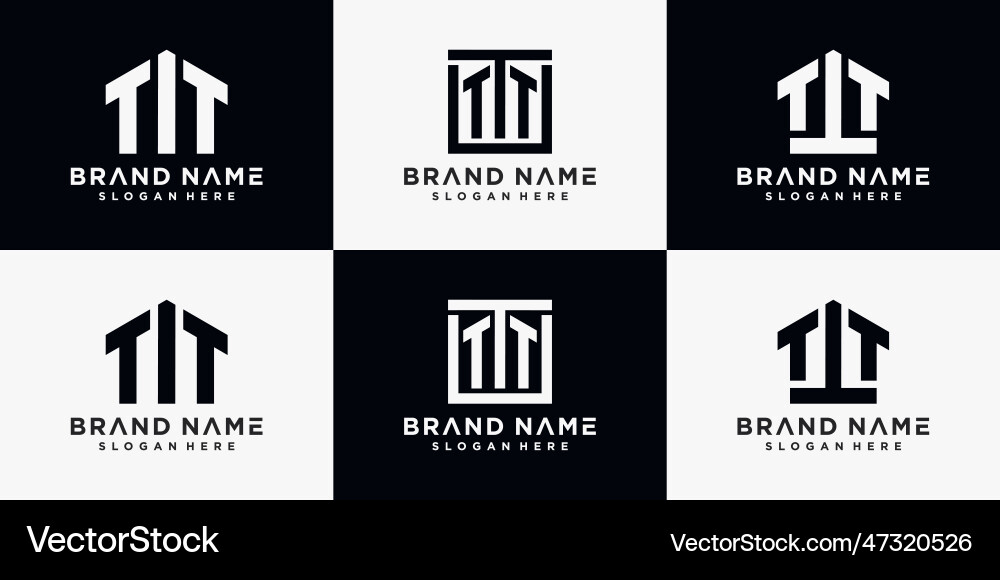 Set of monogram logo design template initial Set of monogram logo design template initial vector image