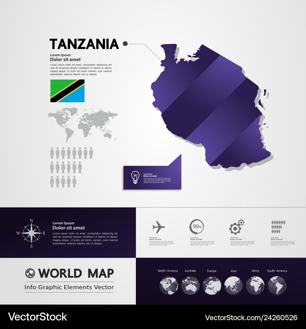 Tanzania map Royalty Free Vector Image - VectorStock