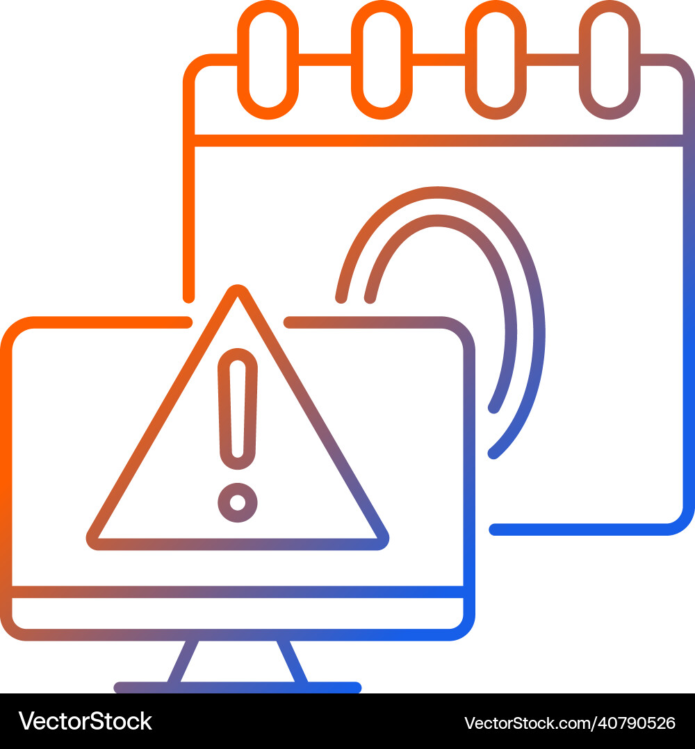 Zero day attack gradient linear icon Zero day attack gradient linear icon vector image