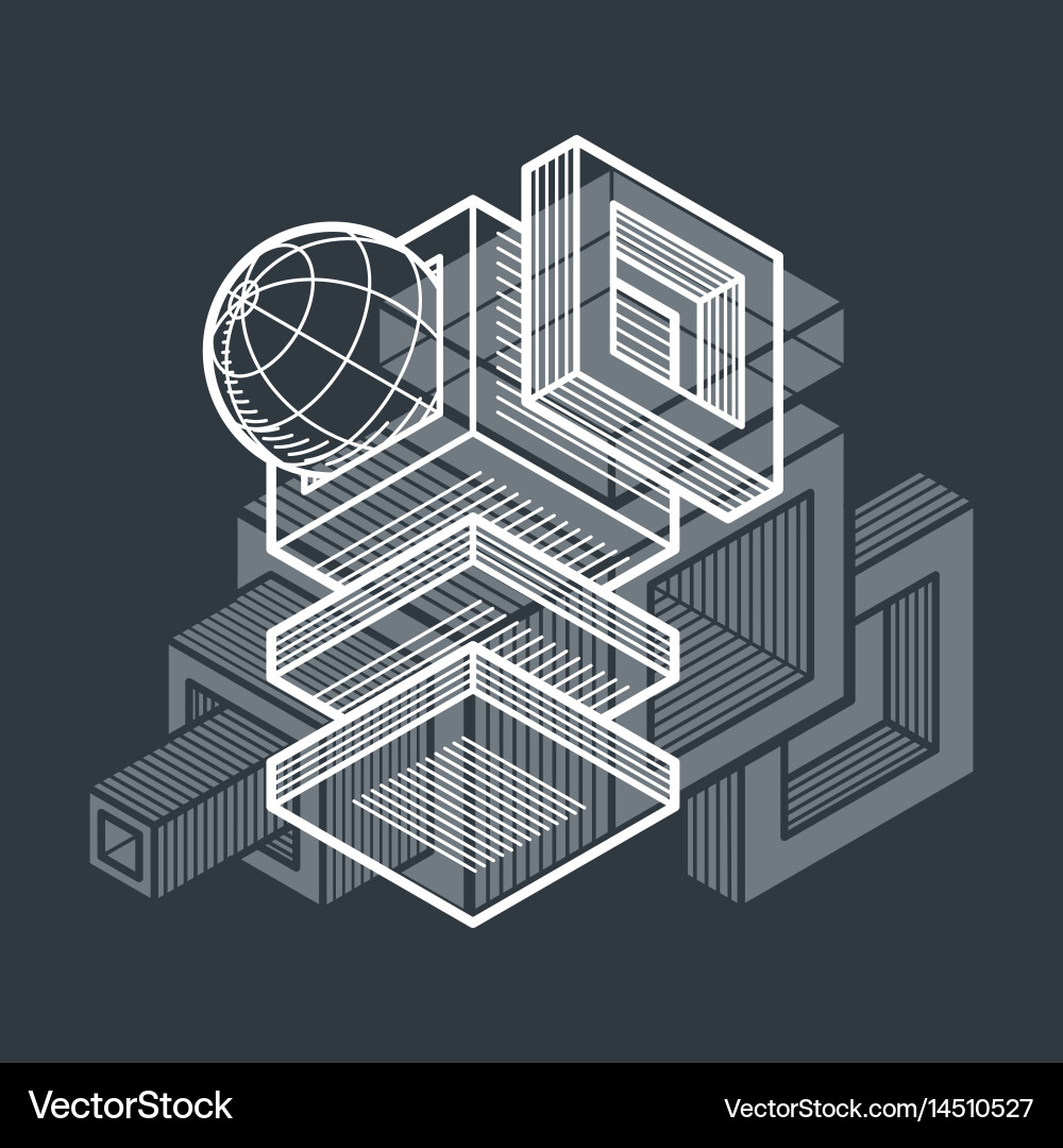 Abstract isometric dimensional shape made using vector image